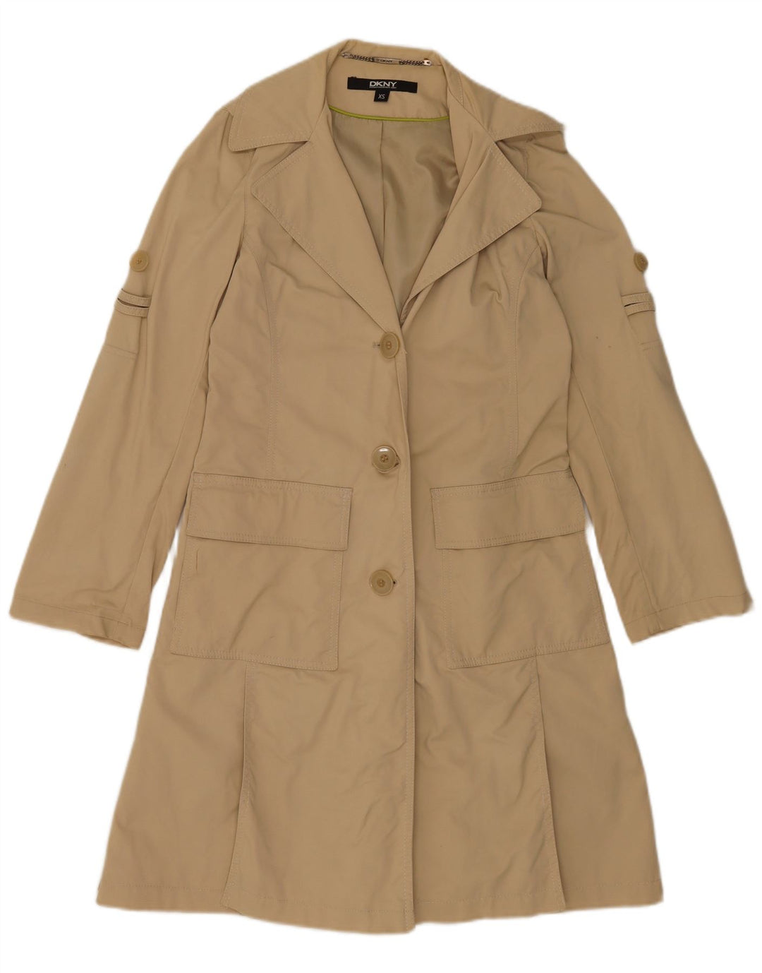 Dkny Womens Oversized Trench Coat UK 6 XS Brown Cotton