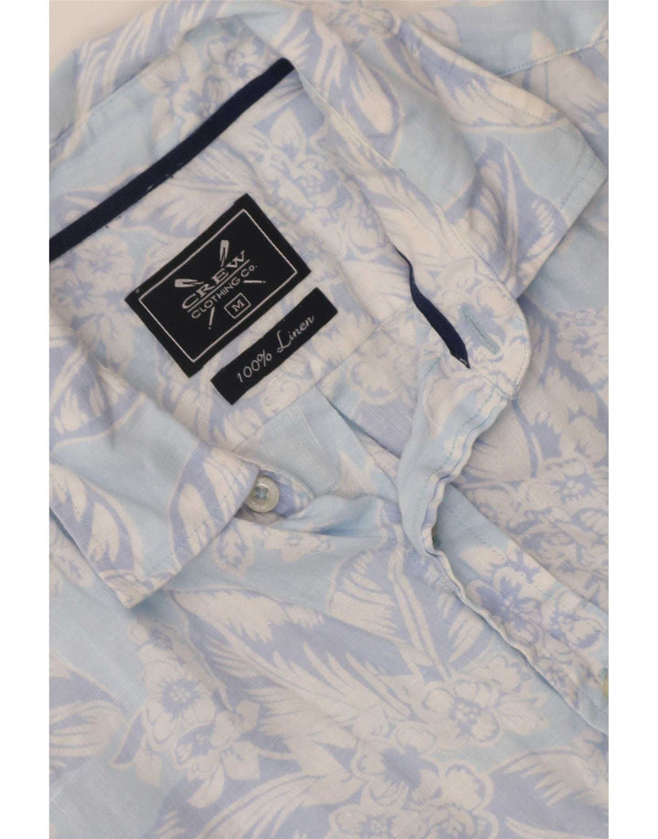 Crew Clothing Mens Short Sleeve Shirt Medium Blue Floral Linen