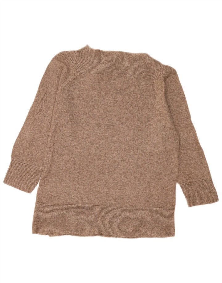 Marks & Spencer Womens Button Neck Jumper Sweater UK 14 Medium Beige