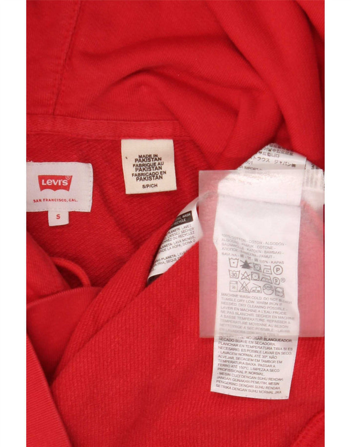 Levi's Mens Graphic Hoodie Jumper Small Red Colourblock Cotton