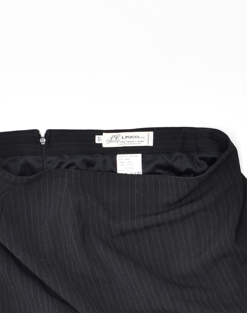 VINTAGE Womens High Waist Pencil Skirt IT 46 Large W28 Black Pinstripe | Vintage Vintage | Thrift | Second-Hand Vintage | Used Clothing | Messina Hembry 