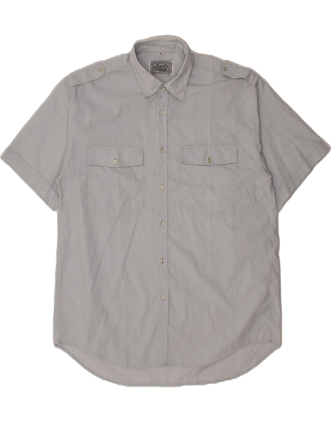 VINTAGE Mens Military Short Sleeve Shirt XL Grey Polyester Vintage Vintage and Second-Hand Vintage from Messina Hembry 