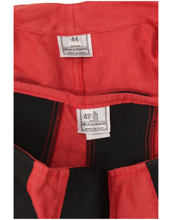 Vintage Womens 2 Piece Skirt Set IT 44 Medium W26  Red Colourblock Linen