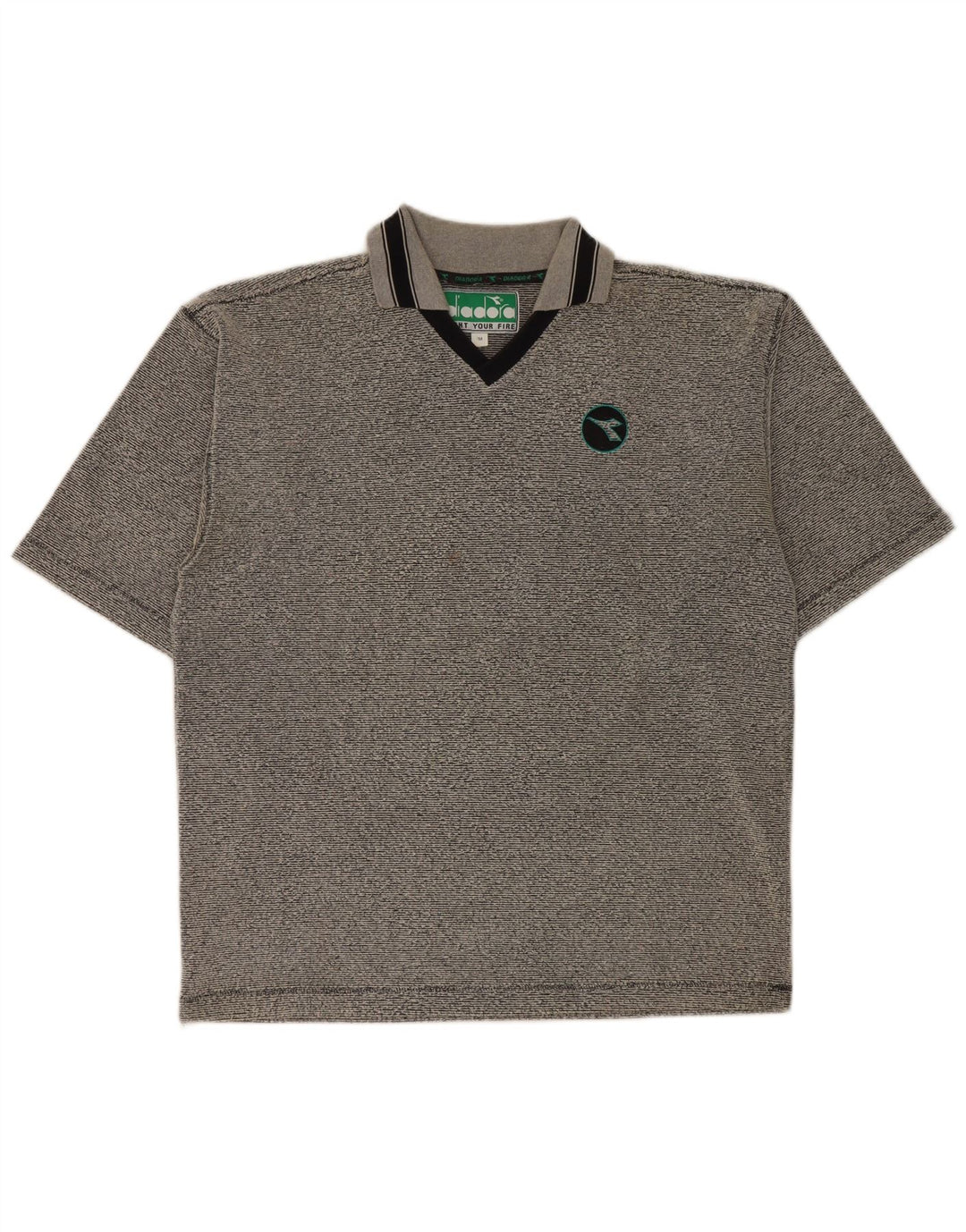 Diadora Mens Polo Shirt Medium Grey Striped Polyester