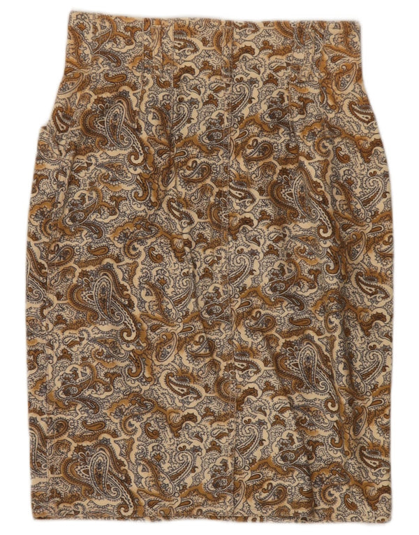 Newpenny Womens Straight Skirt IT 38 XS W26  Brown Paisley Cotton