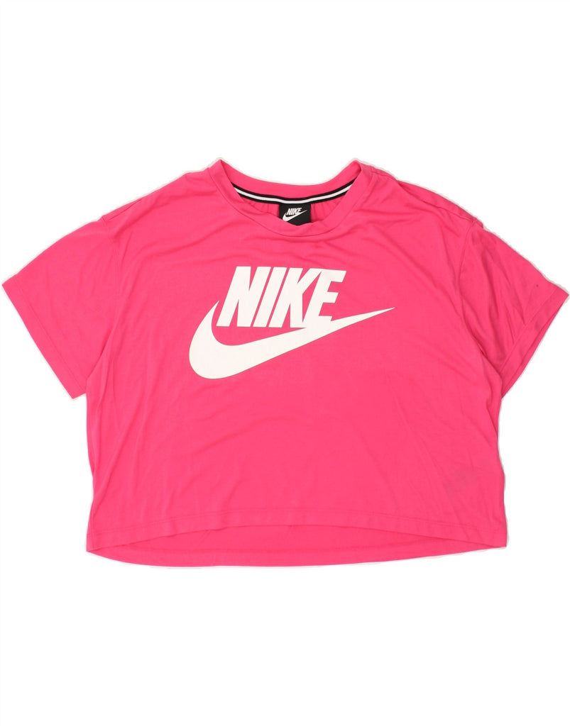 NIKE Womens Crop Graphic T-Shirt Top UK 18 XL Pink Polyester | Vintage Nike | Thrift | Second-Hand Nike | Used Clothing | Messina Hembry 