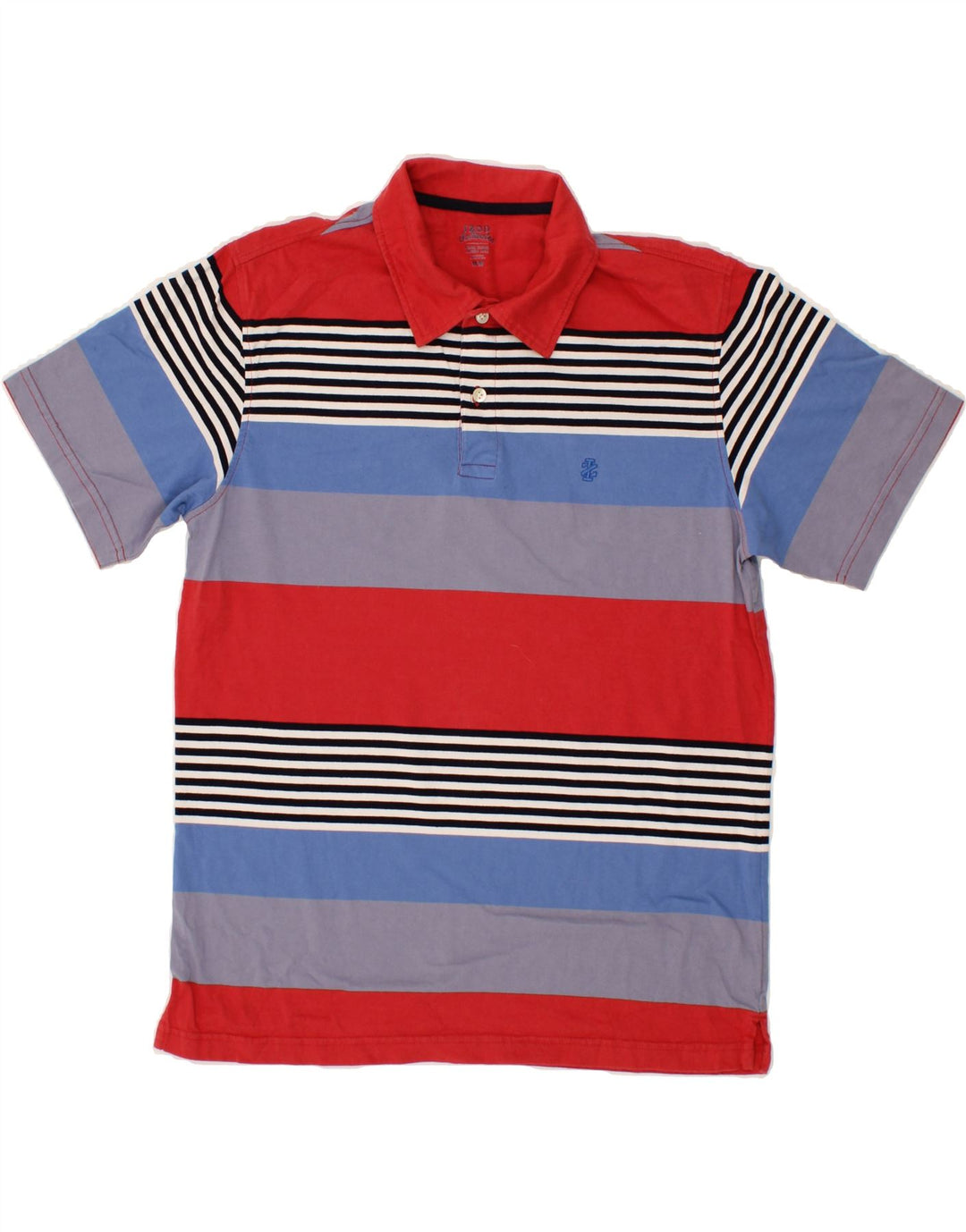 IZOD Mens Salt Water Polo Shirt Medium Multicoloured Striped Cotton Vintage Izod and Second-Hand Izod from Messina Hembry 