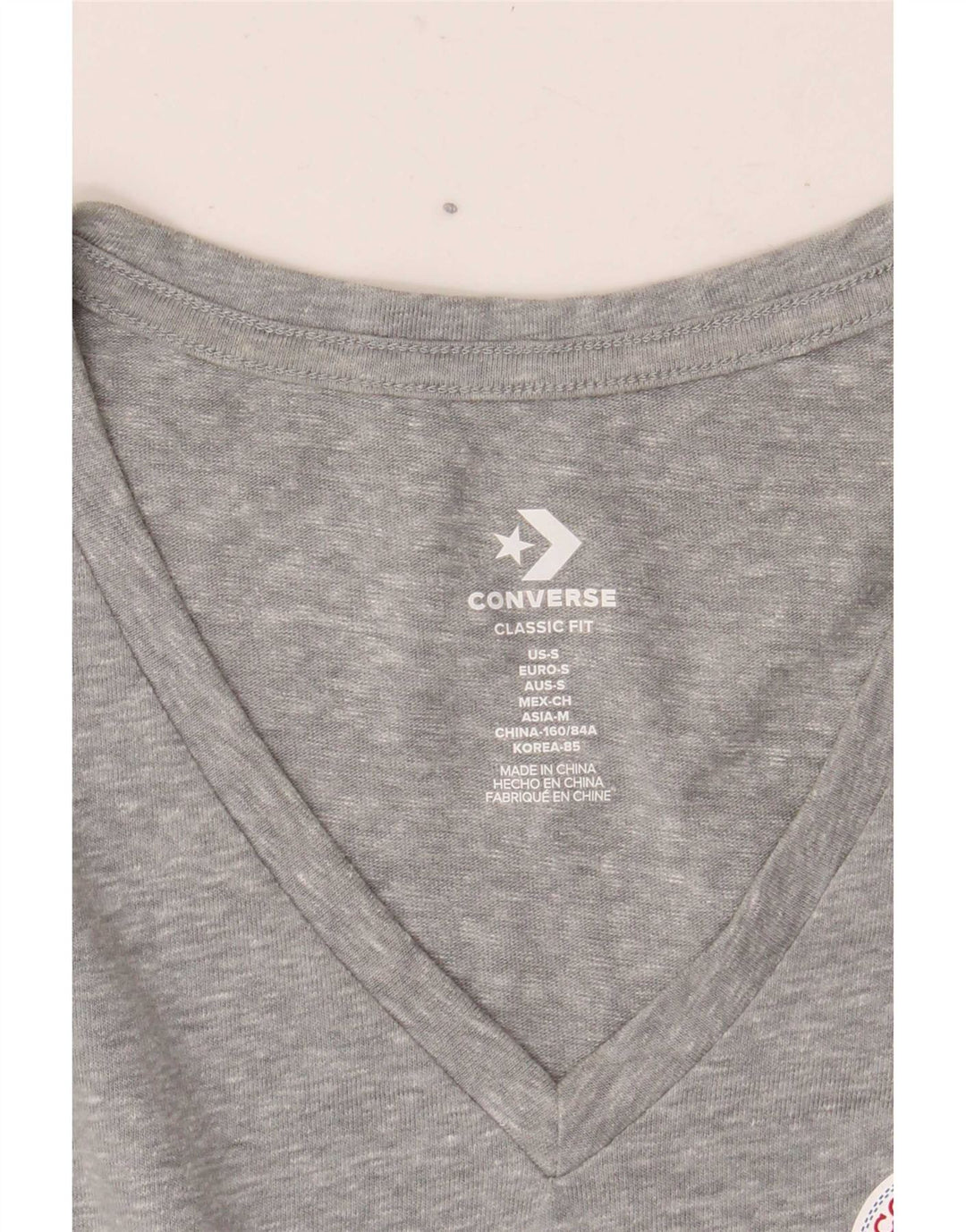 Converse Womens Classic Fit T-Shirt Top UK 10 Small Grey Flecked