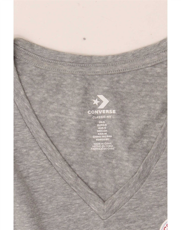 Converse Womens Classic Fit T-Shirt Top UK 10 Small Grey Flecked
