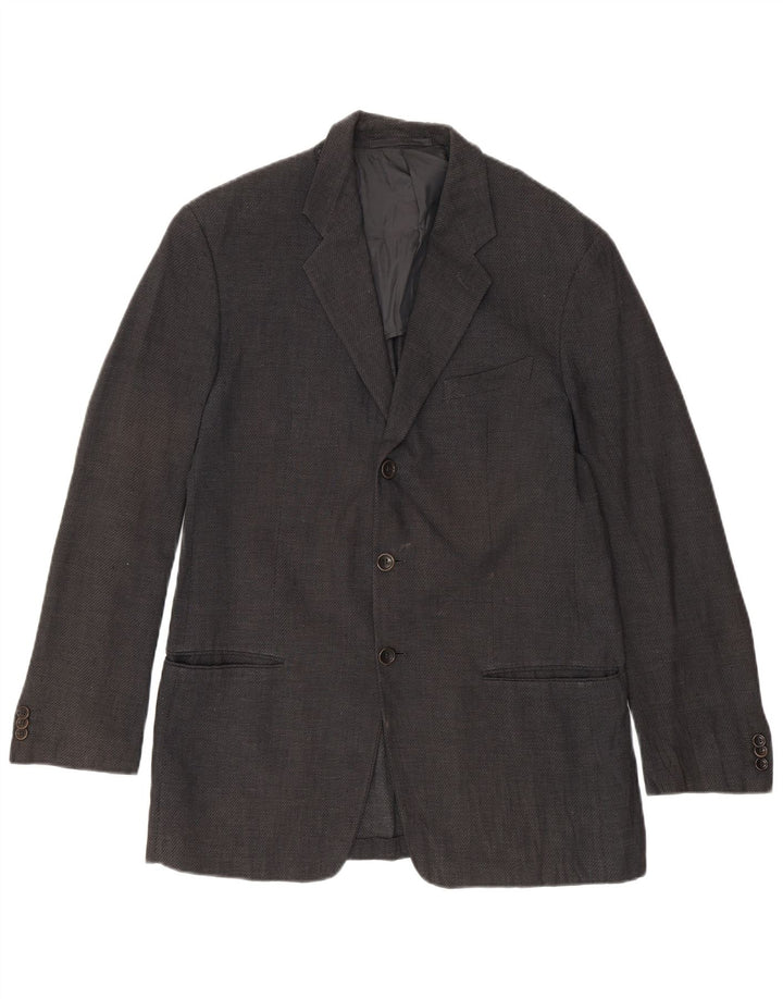 Armani Collezioni Mens 3 Button Blazer Jacket IT 50 Medium Grey Linen