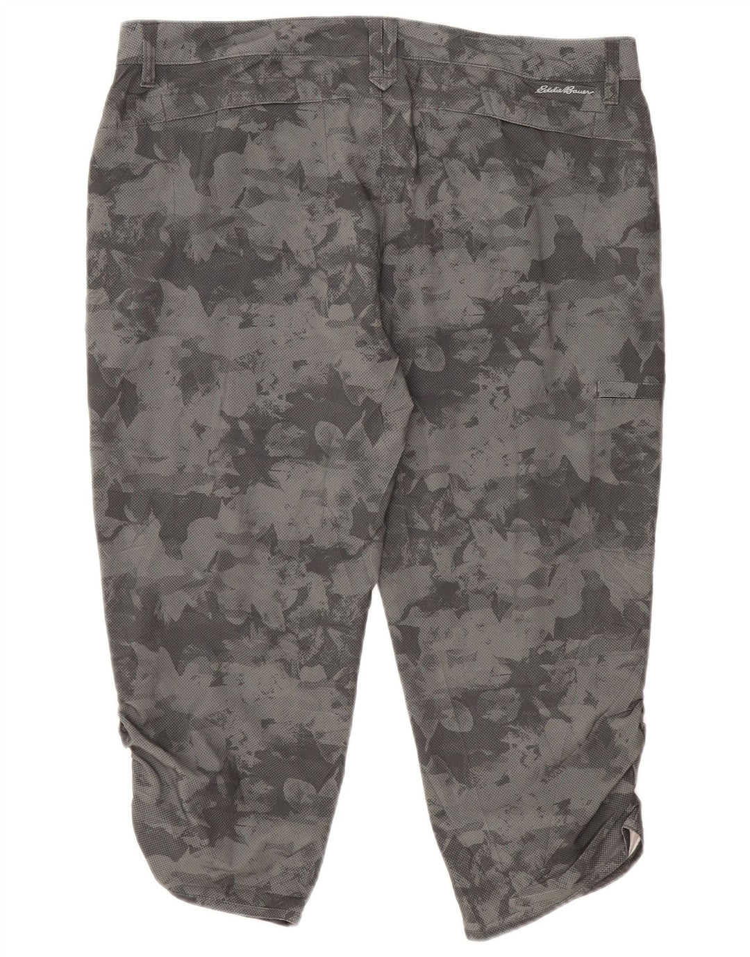 Eddie Bauer Womens Capri Cargo Trousers US 14 XL W38 L21 Grey Camouflage