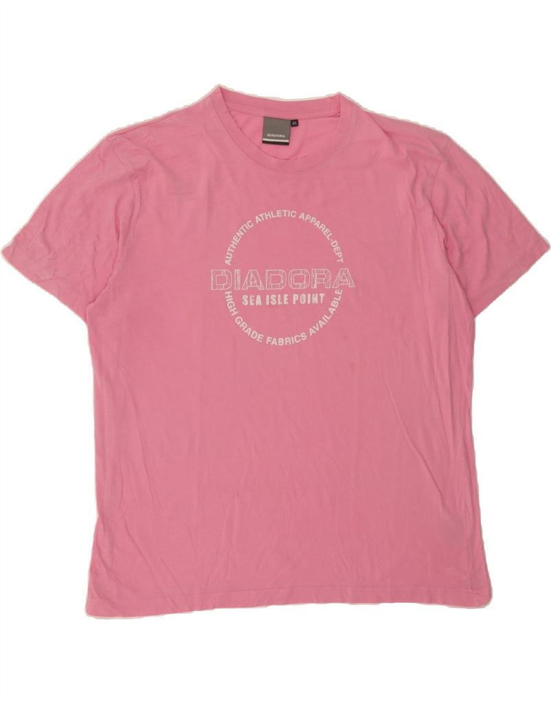 DIADORA Mens Graphic T-Shirt Top XL Pink Cotton Vintage Diadora and Second-Hand Diadora from Messina Hembry 
