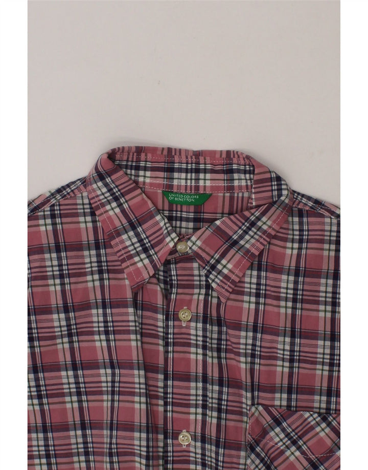 BENETTON Boys Short Sleeve Shirt 13-14 Years Pink Check Vintage Benetton and Second-Hand Benetton from Messina Hembry 