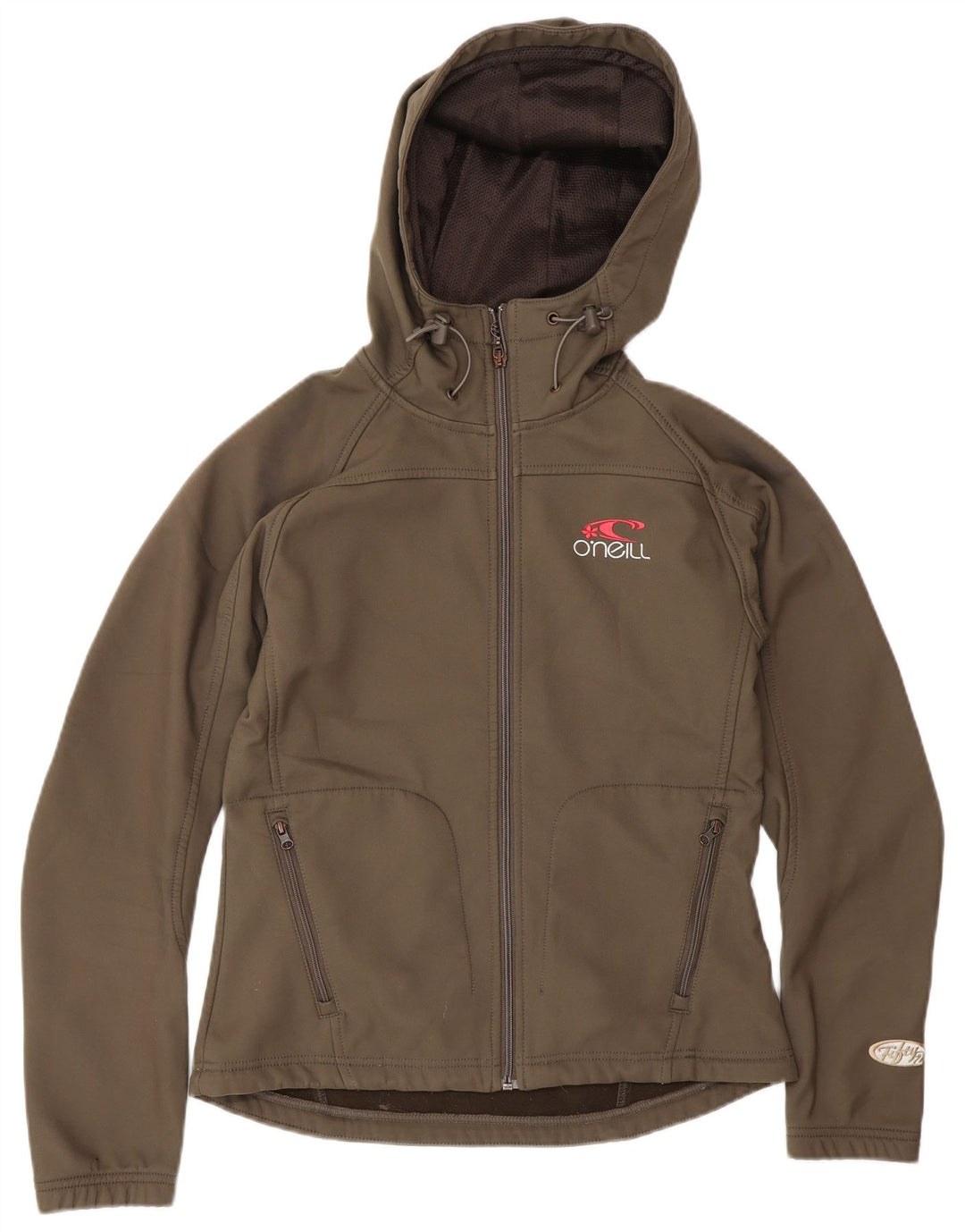 O'Neill Womens Hooded Windbreaker Jacket UK 12 Medium Khaki Polyester