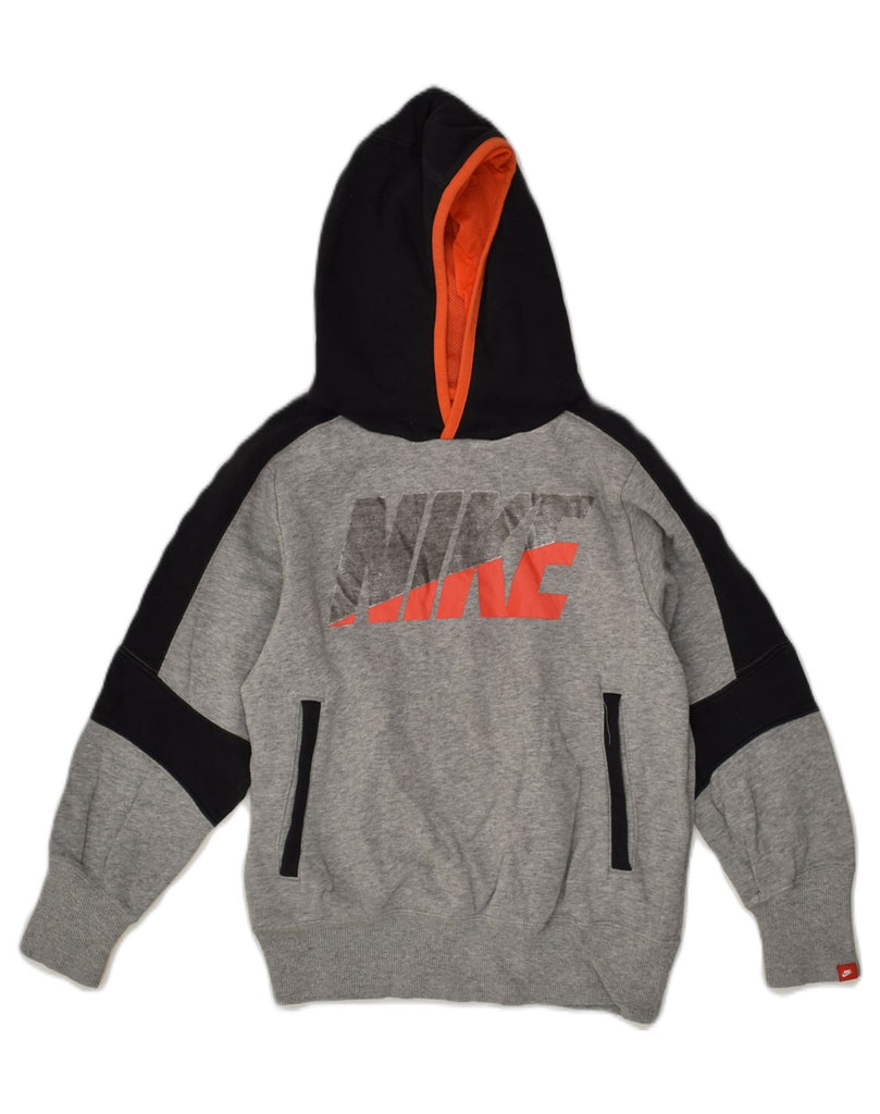 NIKE Boys Graphic Hoodie Jumper 8-9 Years Small Grey Cotton | Vintage Nike | Thrift | Second-Hand Nike | Used Clothing | Messina Hembry 