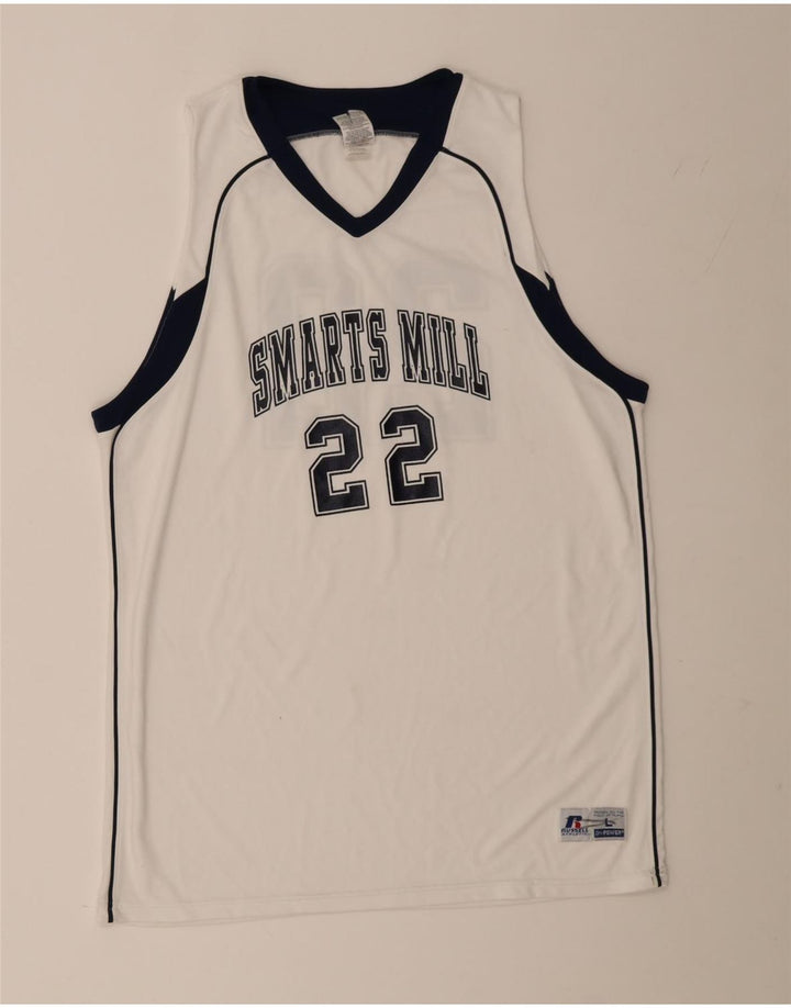 Russell Athletic Mens Graphic Vest Top Large White Colourblock Polyester