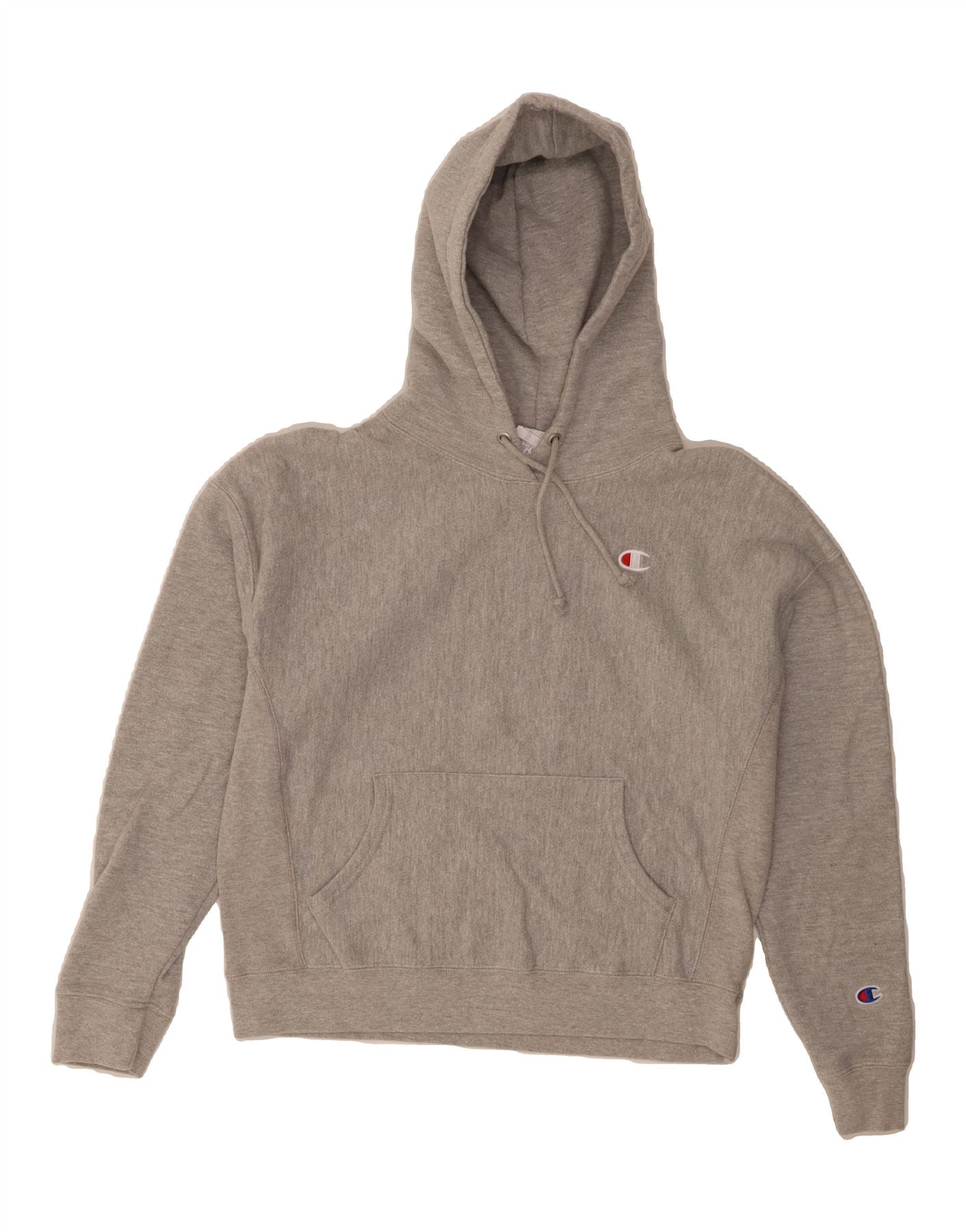 CHAMPION Womens Hoodie Jumper UK 16 Large Grey Cotton Vintage