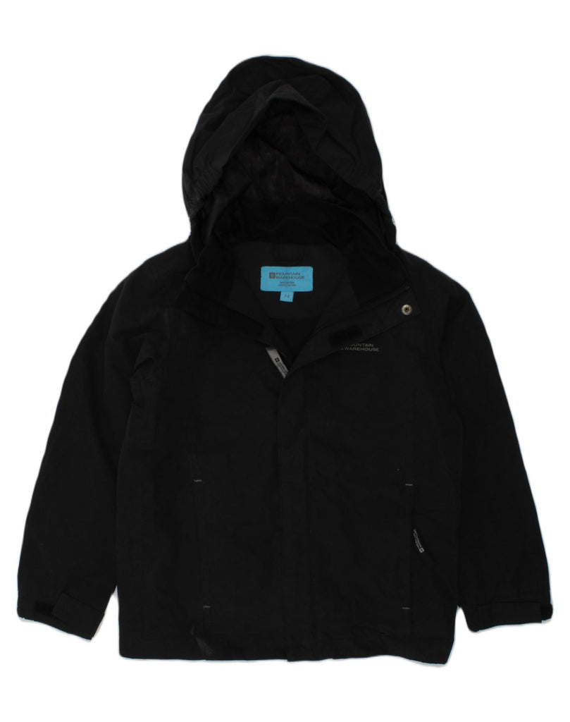 MOUNTAIN WAREHOUSE Boys Hooded Rain Jacket 7-8 Years Black Polyester | Vintage Mountain Warehouse | Thrift | Second-Hand Mountain Warehouse | Used Clothing | Messina Hembry 