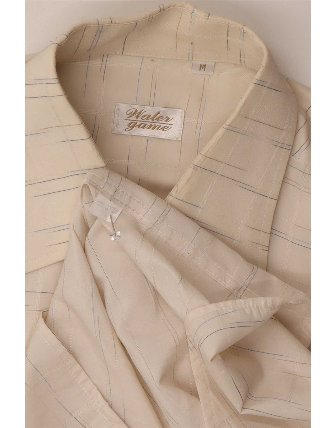 Vintage Mens Shirt Medium White Pinstripe Cotton
