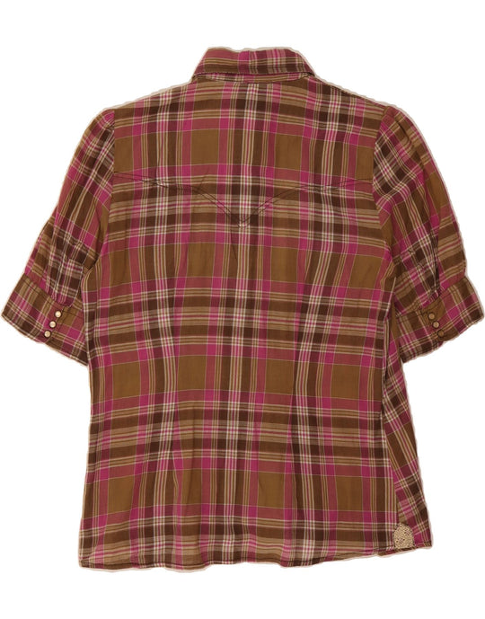 MARLBORO CLASSICS Womens Short Sleeve Shirt EU 44 XL Brown Check