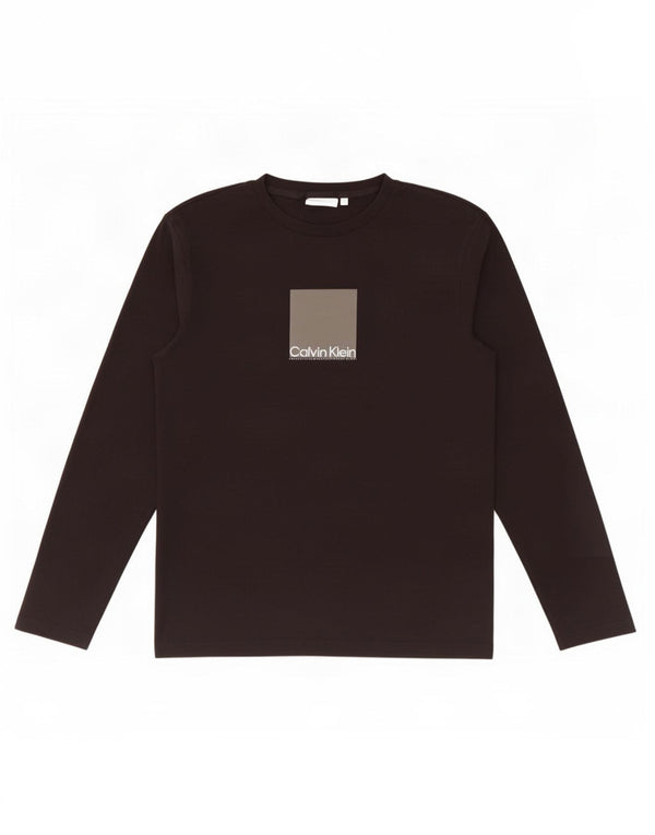 Calvin Klein Womens Graphic Top Long Sleeve UK 16 Large Black Cotton