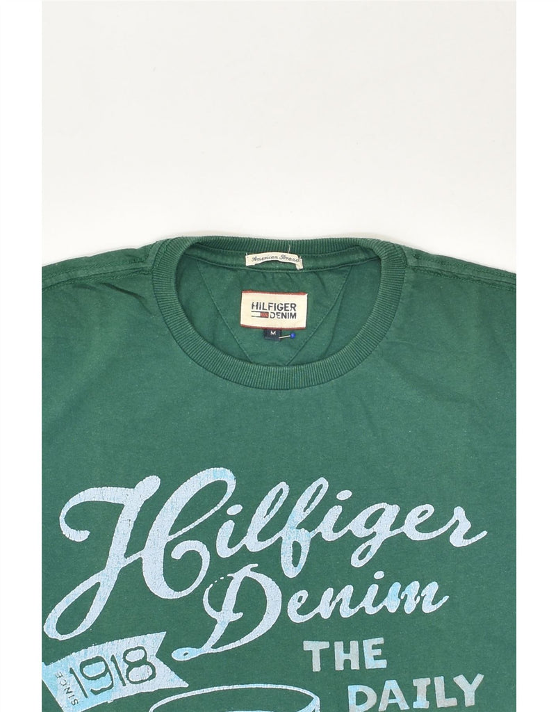 TOMMY HILFIGER Mens Graphic T-Shirt Top Medium Green Cotton | Vintage Tommy Hilfiger | Thrift | Second-Hand Tommy Hilfiger | Used Clothing | Messina Hembry 