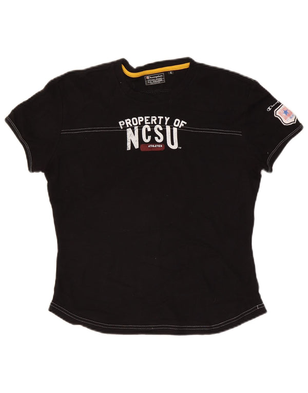Champion Womens Graphic T-Shirt Top UK 18 XL Black
