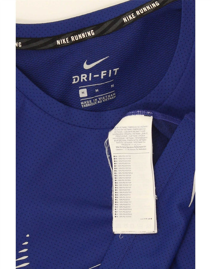 Nike Mens Dri Fit Graphic T-Shirt Top Medium Blue Polyester