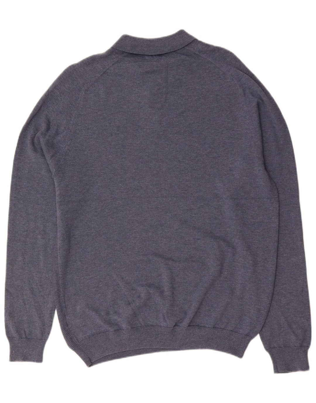 Marks & Spencer Mens Regular Fit Polo Neck Jumper Sweater Large Blue Cotton