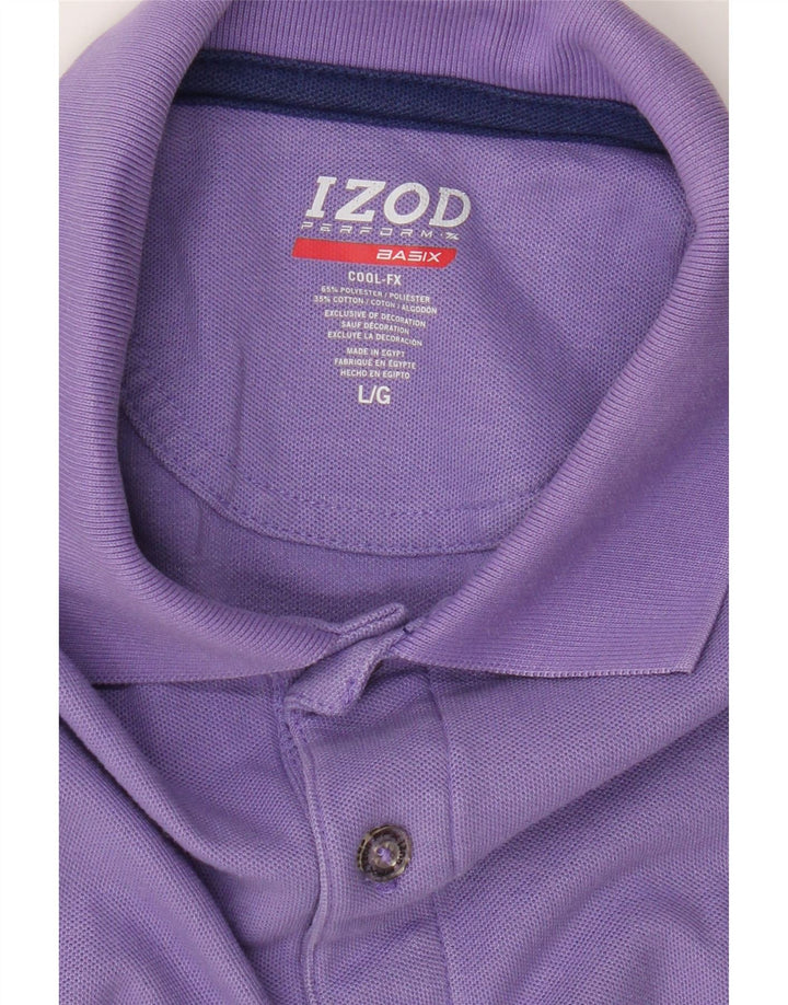 IZOD Mens Polo Shirt Large Purple Polyester