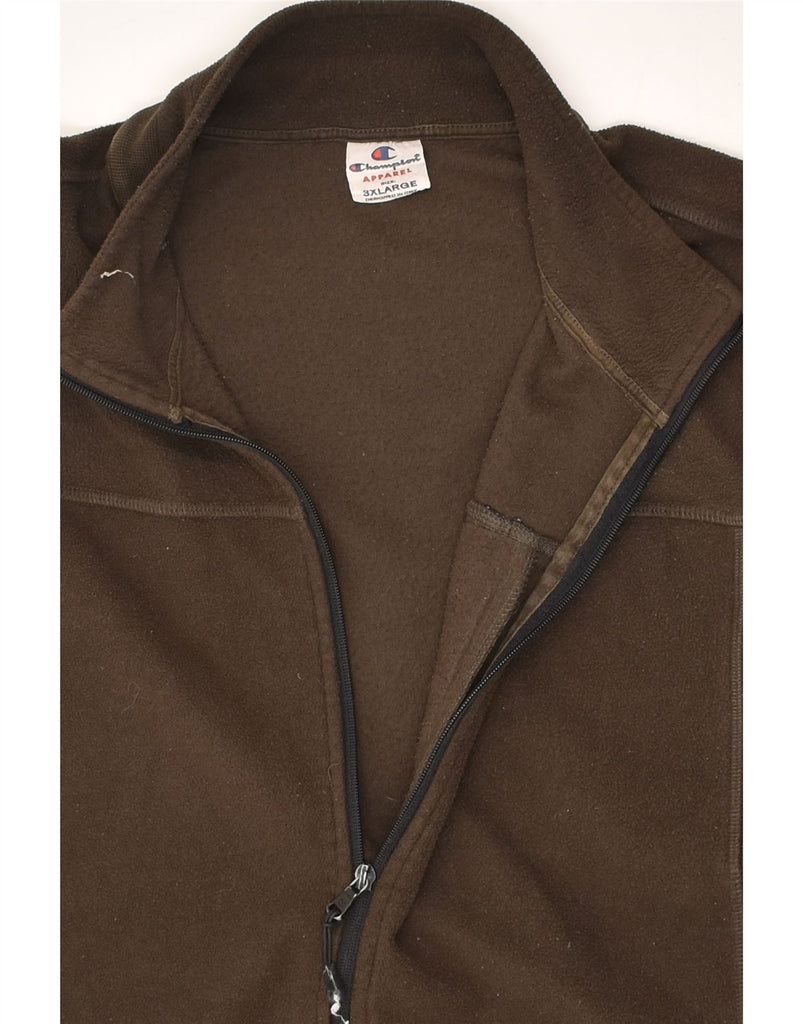 CHAMPION Mens Fleece Jacket UK 46 3XL Brown Polyester | Vintage Champion | Thrift | Second-Hand Champion | Used Clothing | Messina Hembry 