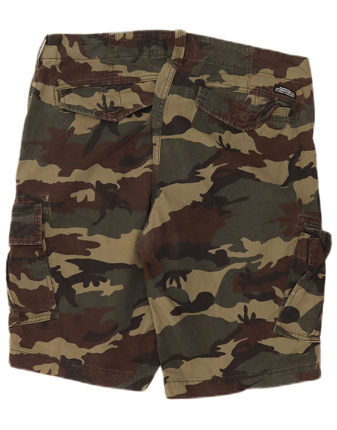 Superdry Mens Cargo Shorts W36 Large Khaki Camouflage Cotton Army