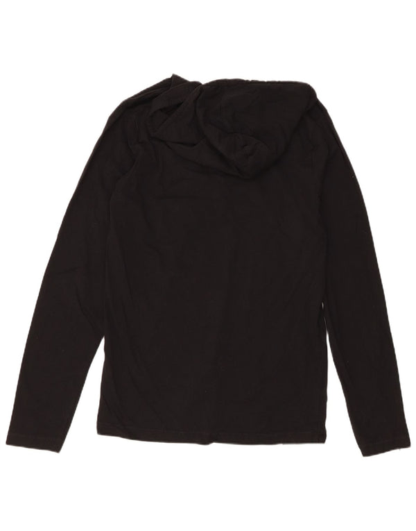 Fcuk Mens Hooded Graphic Top Long Sleeve Medium Black Cotton
