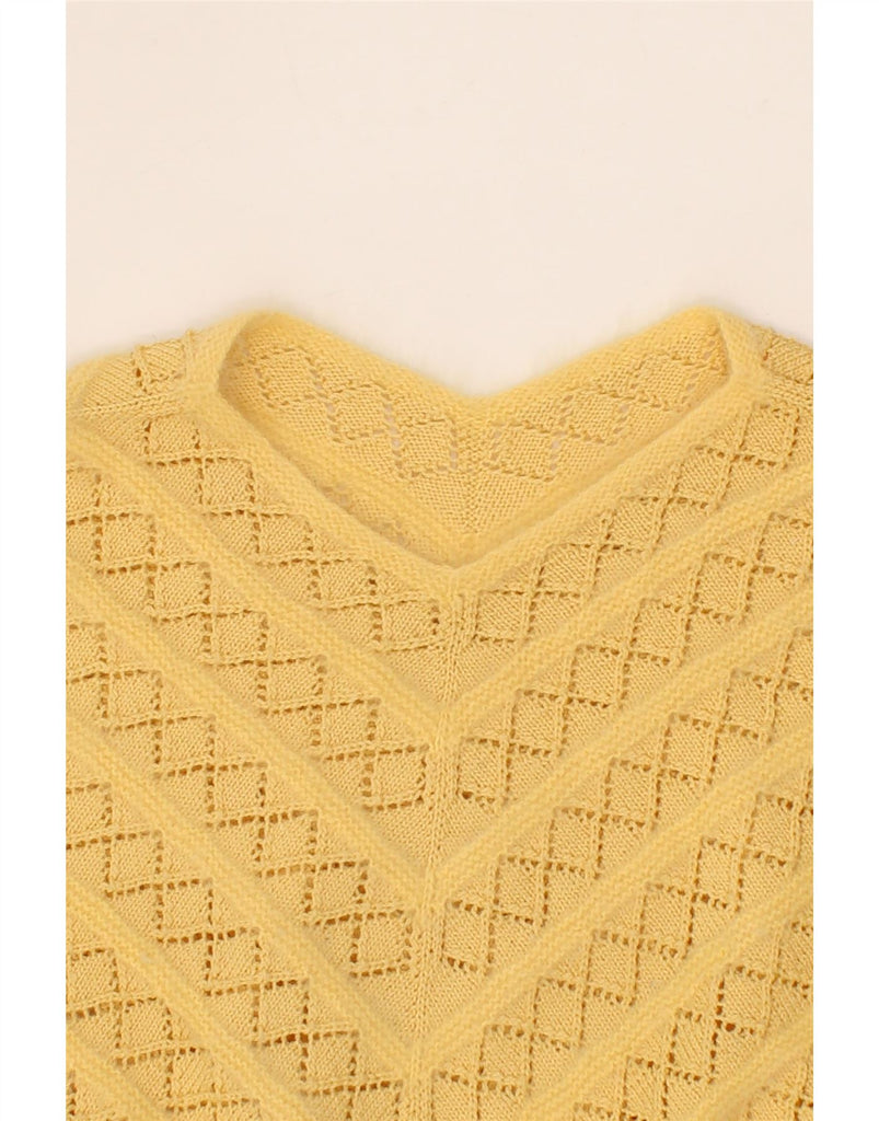 VINTAGE Womens Crop V-Neck Jumper Sweater UK 16 Large Yellow Vintage Vintage and Second-Hand Vintage from Messina Hembry 