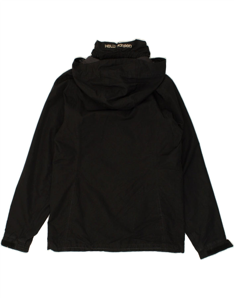 HELLY HANSEN Womens Hooded Windbreaker Jacket UK 14 Medium Black Polyester | Vintage Helly Hansen | Thrift | Second-Hand Helly Hansen | Used Clothing | Messina Hembry 