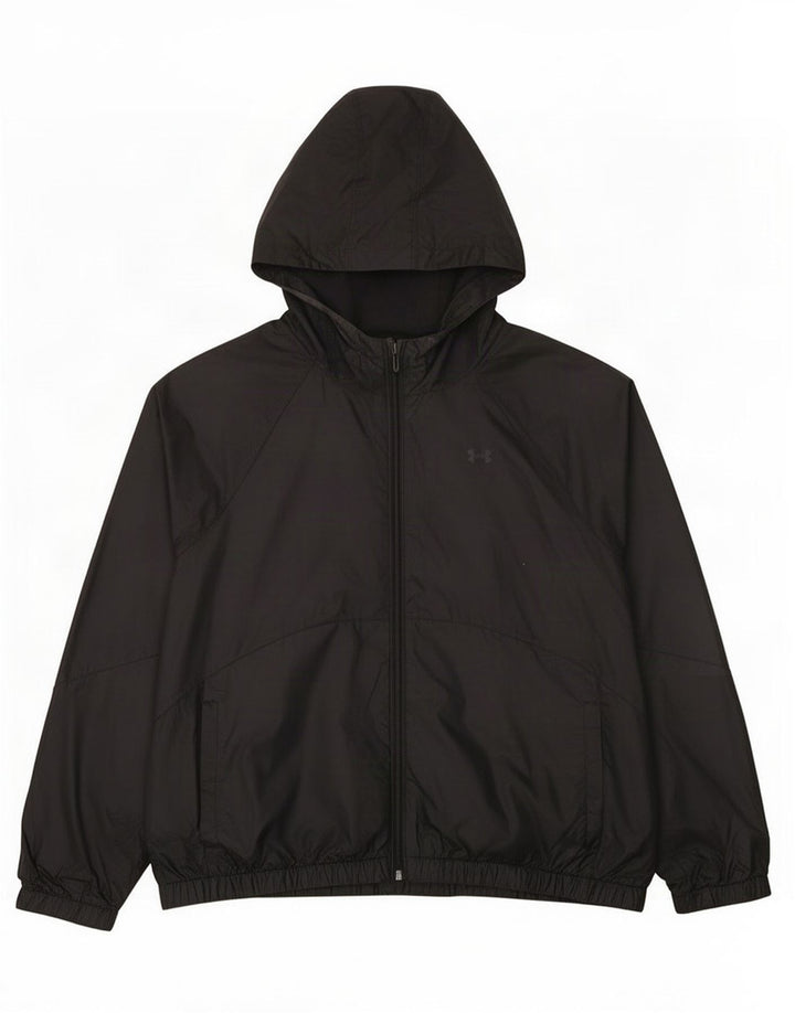 Under Armour Mens Hooded Tracksuit Top Jacket Large Black Polyester