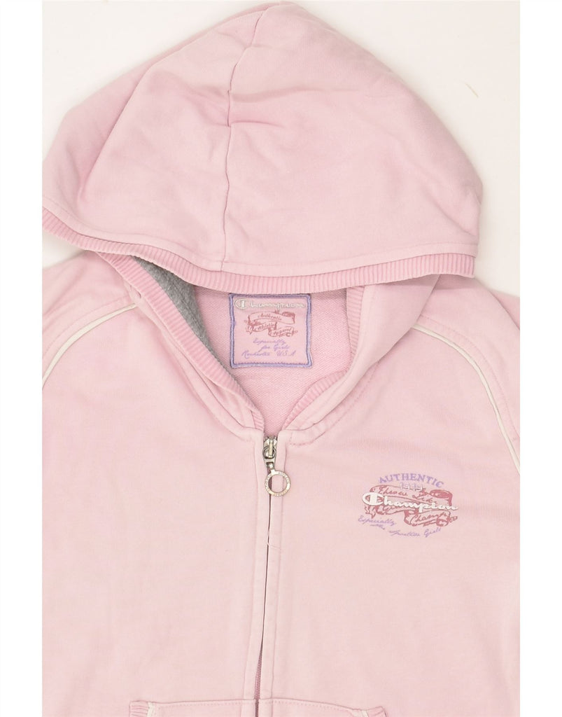 CHAMPION Girls Zip Hoodie Sweater 8-9 Years Pink Cotton | Vintage Champion | Thrift | Second-Hand Champion | Used Clothing | Messina Hembry 