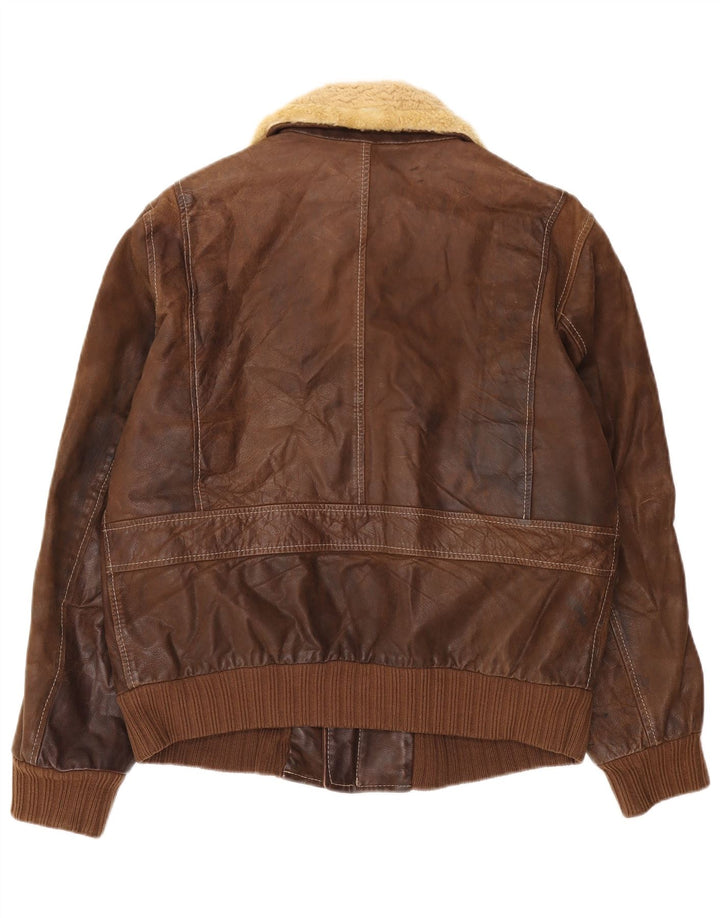 Vintage Mens Leather Jacket IT 52 XL Brown Leather
