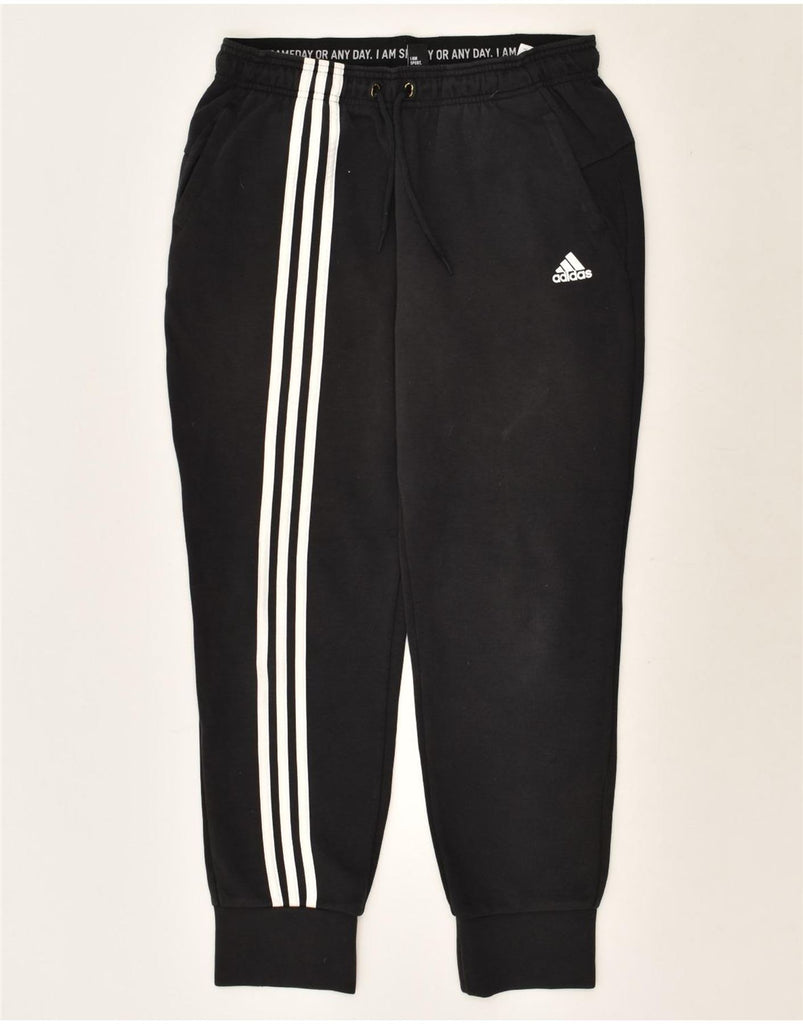 ADIDAS Womens Tracksuit Trousers Joggers UK 12/14 Medium Black Cotton | Vintage Adidas | Thrift | Second-Hand Adidas | Used Clothing | Messina Hembry 