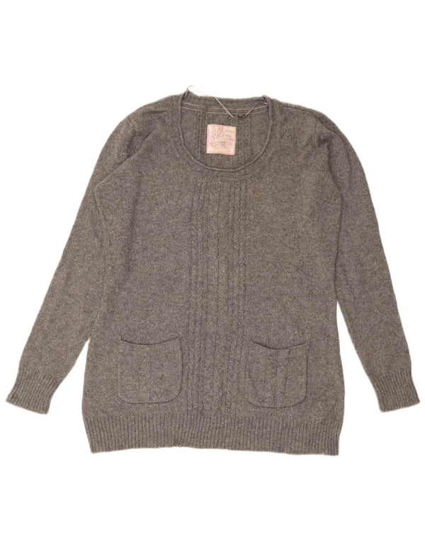 Fat Face Womens Crew Neck Jumper Sweater UK 16 Large Grey Flecked Cotton
