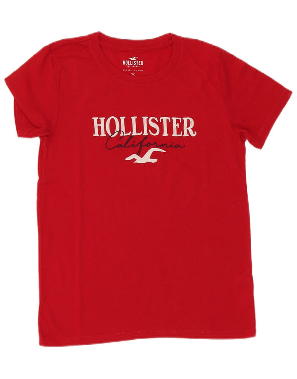 Hollister Womens Graphic T-Shirt Top UK 6 XS Red Cotton