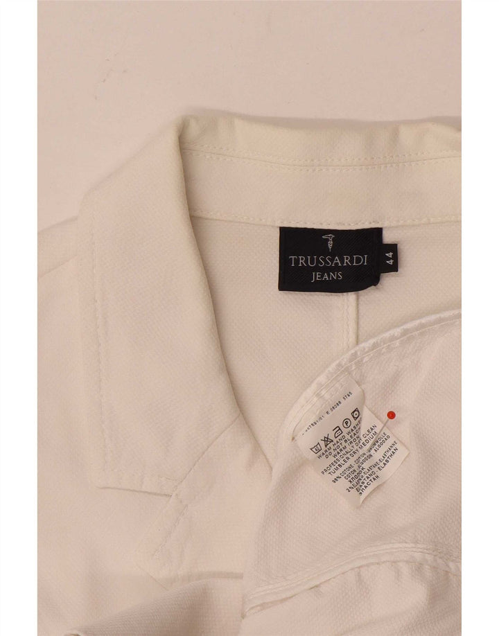 Trussardi Jeans Womens 3 Button Blazer Jacket IT 44 Medium White Cotton