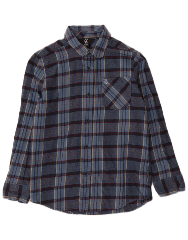 Volcom Boys Flannel Shirt 9-10 Years Blue Check Cotton
