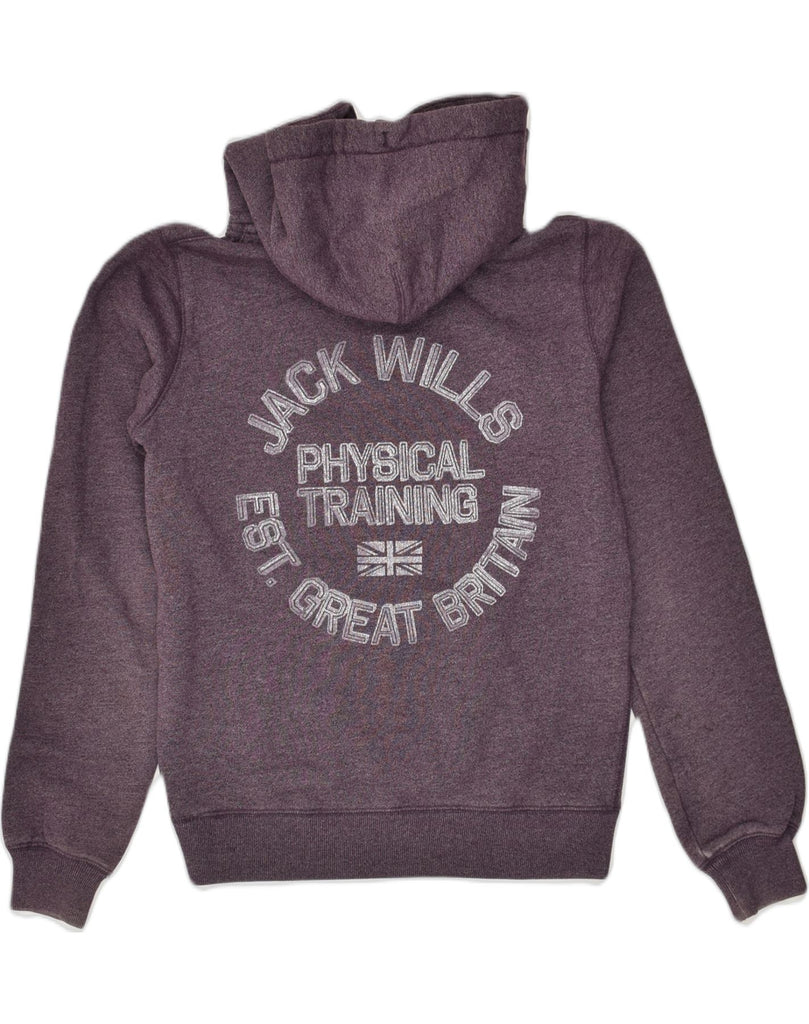 JACK WILLS Womens Graphic Hoodie Jumper UK 12 Medium  Grey Cotton | Vintage Jack Wills | Thrift | Second-Hand Jack Wills | Used Clothing | Messina Hembry 