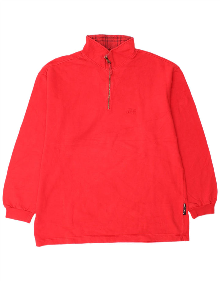 Think Pink Mens Zip Neck Sweatshirt Jumper Large Red