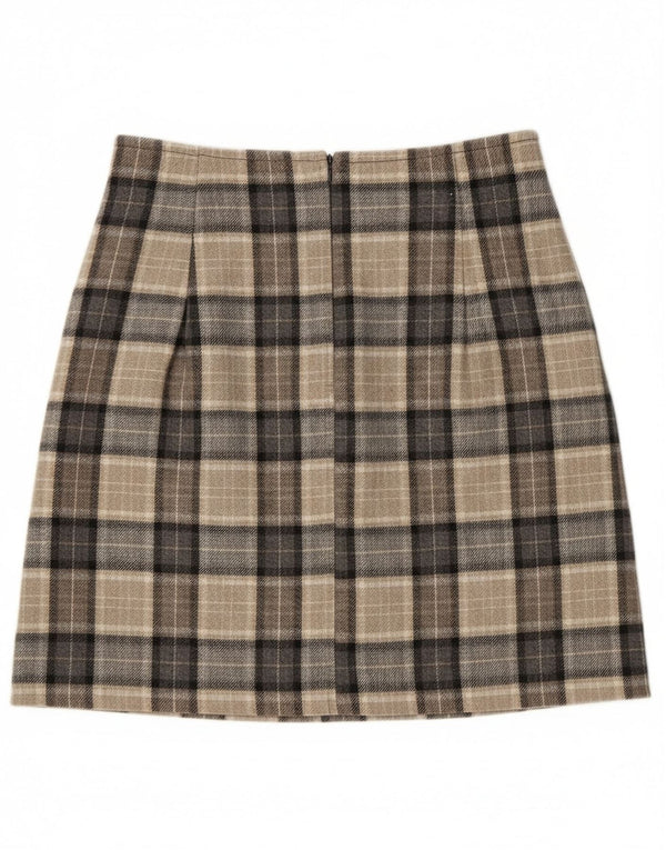 Vintage Womens High Waist Wrap Skirt IT 42 Medium W23  Grey Plaid Wool