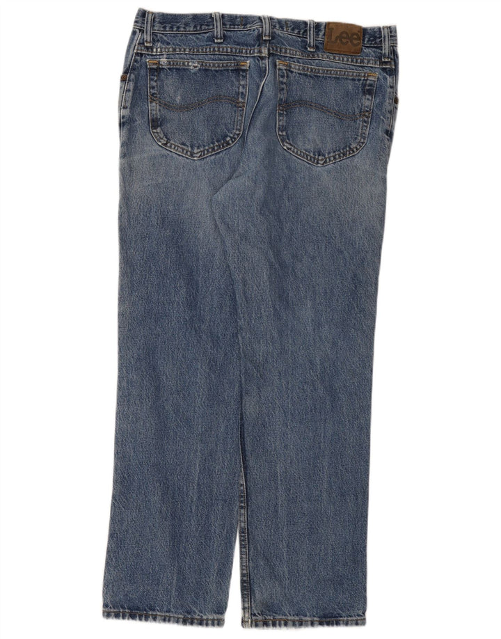 LEE Mens Distressed Straight Jeans W36 L30 Blue Cotton