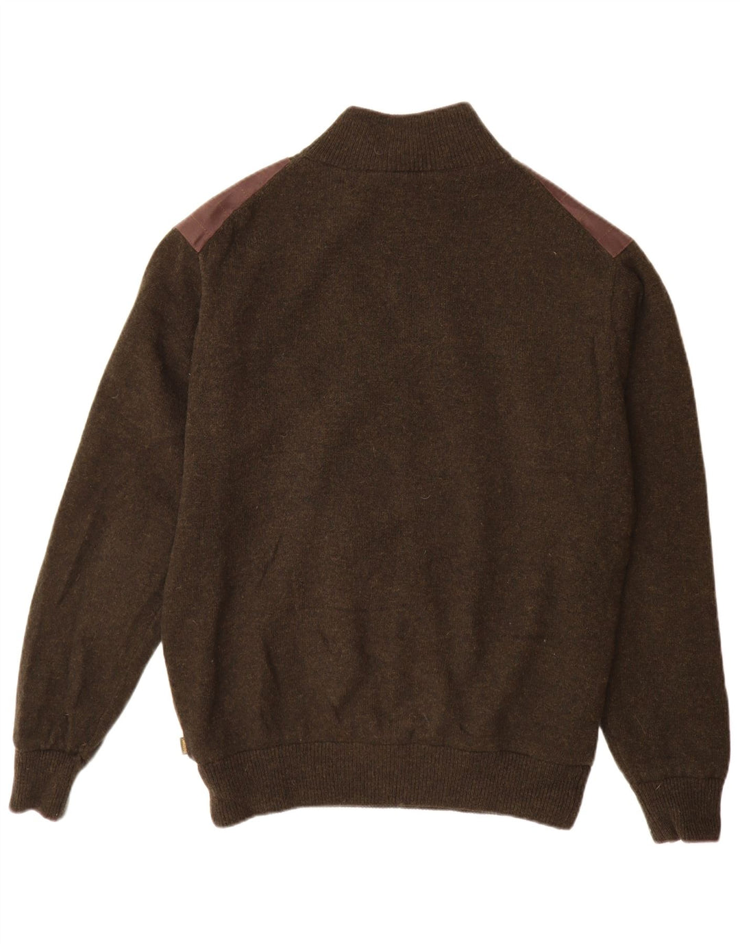 MUSTO Mens Zip Neck Jumper Sweater XL Brown Lambswool