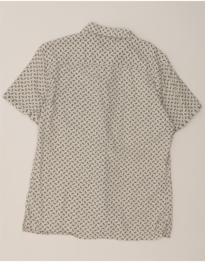 All Saints Mens Short Sleeve Shirt Medium Off White Spotted