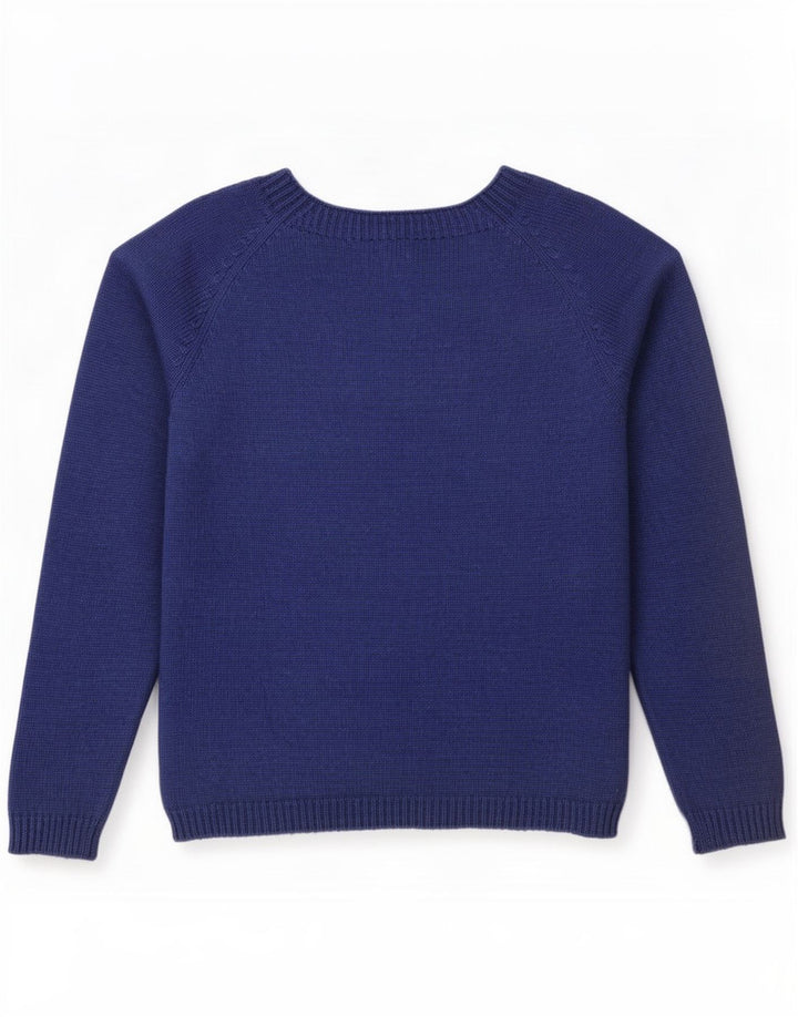Massimo Dutti Womens Boat Neck Jumper Sweater UK 14 Medium Navy Blue Wool